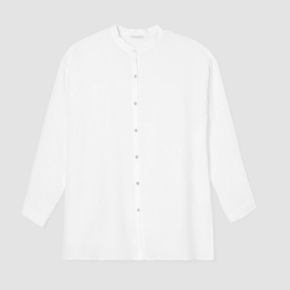 NWT Organic Handkerchief Linen Mandarin Collar Shirt - Picture 6 of 6